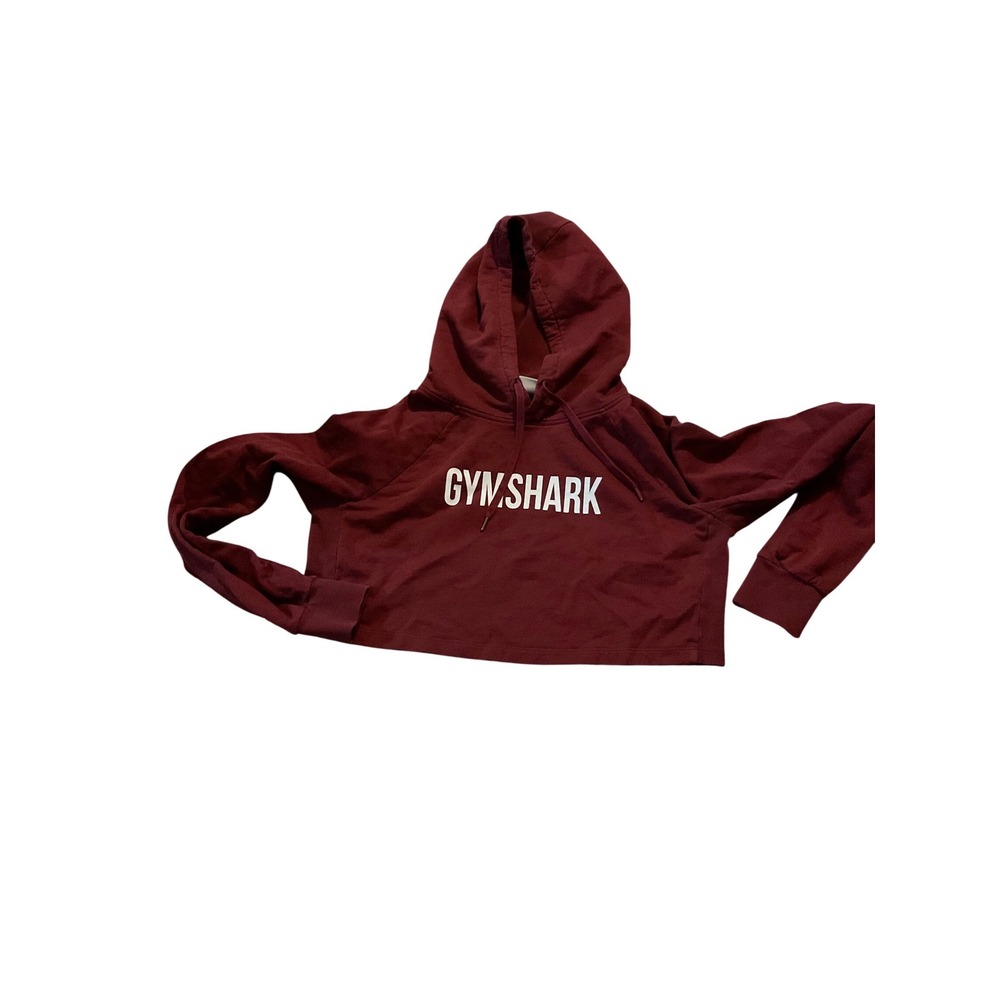 Gymshark Womens Small Burgundy Cropped Hoodie Logo Pullover Sweatshirt Maroon